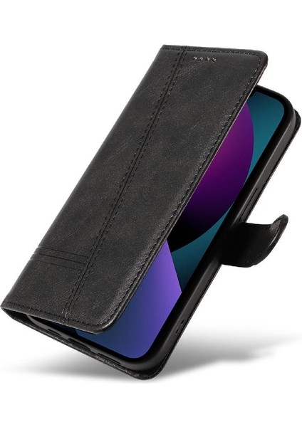 IPhone 13 Mini Için Filp Durumda Preslenmiş Pu Deri Ayrılabilir Siyah Bilezik (Yurt Dışından) modelleri