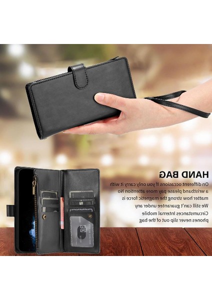 Onur Için Kılıf 90 Akıllı 5g Kart Yuvaları Cüzdan Fermuar Çanta Kapak Pu Folio (Yurt Dışından)