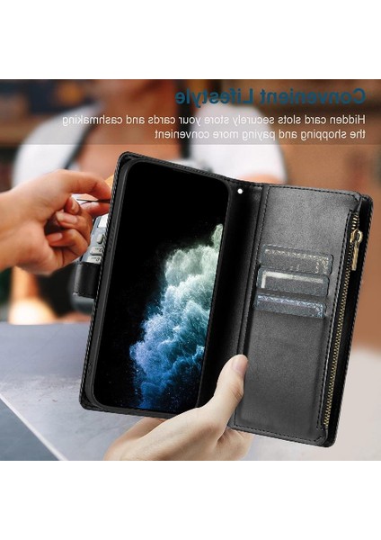 Onur Için Kılıf 90 Akıllı 5g Kart Yuvaları Cüzdan Fermuar Çanta Kapak Pu Folio (Yurt Dışından)
