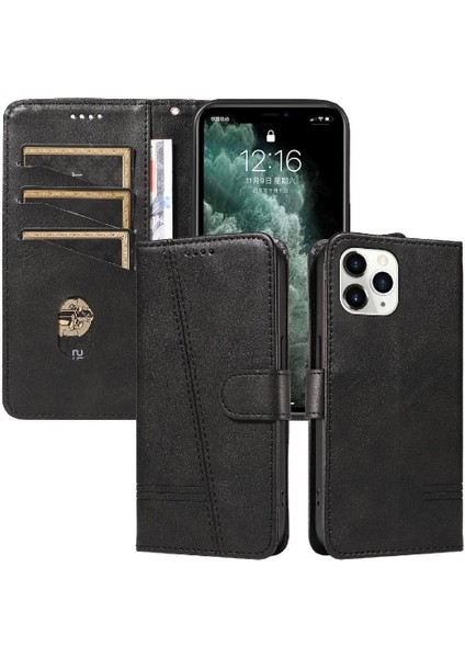 Kredi Kartı Yuvası ile IPhone 11 Pro Için Filp Durumda Ayrılabilir Siyah Preslenmiş (Yurt Dışından)