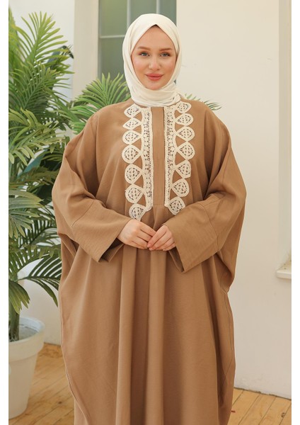 ARMİNE TREND Dantel Desenli Salaş Kesim Tunik Camel 24YT463