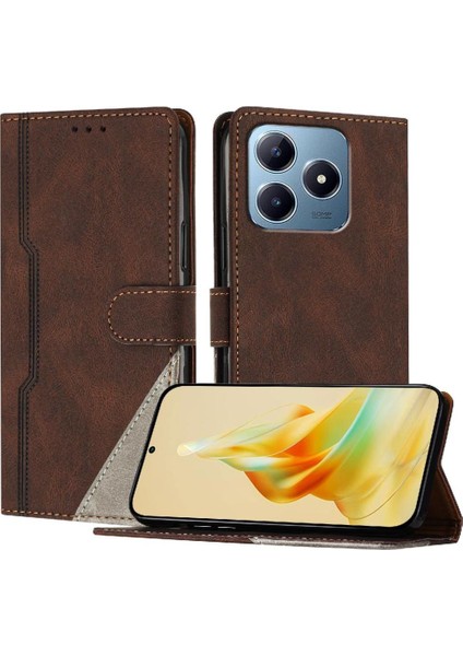 Realme C63 4g Kart Yuvaları Için Kılıf Kapak Cüzdan Pu Deri Manyetik (Yurt Dışından)