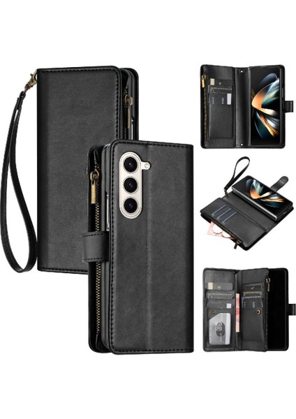 Samsung Galaxy Z Için Kılıf Fold 6 Cüzdan Fermuar Pu Deri Folio Flip Kart (Yurt Dışından)