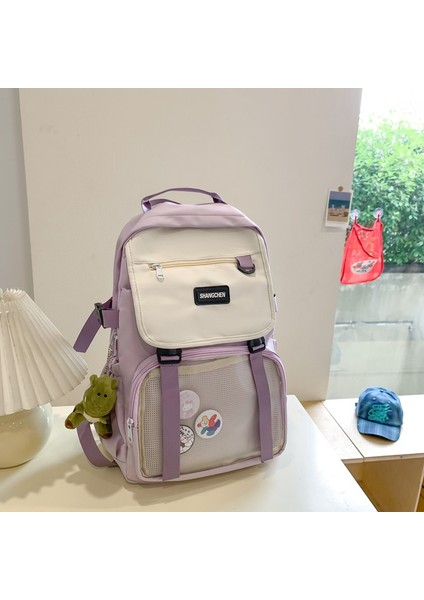 Bayan Ortaokul Öğrencileri, Lise Öğrencileri, Kampüs Tatlı Kızları, Üniversite Öğrencileri Için Okul Çantaları, Kontrast Renkli Sırt Çantaları, Geniş Kapasiteli Sırt Çantaları (Yurt Dışından)