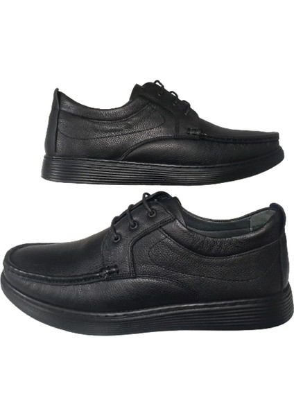 Golden Erkek Siyah Bağcıklı Iç Dış Deri Ortopedik Taban Günlük Şık Ayakkabı Goldnn69-22
