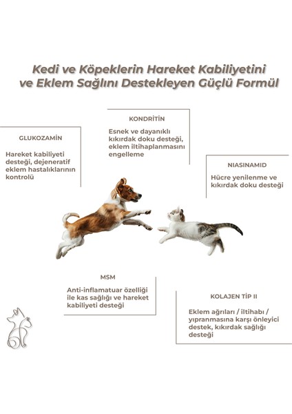 Joints&mobility, Glukozamin, Kondritin, Msm, Kolajen, Kedi ve Köpek, 60 Tablet