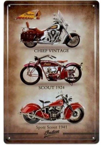 Koleksiyon Indian Motocycles Metal Plaka Levha 20X30CM