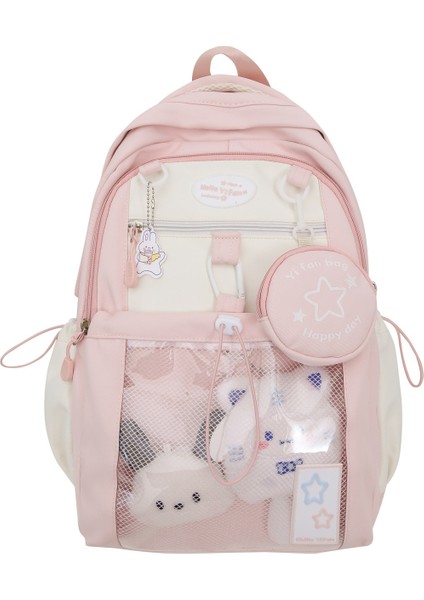 Zıt Renklere Sahip Sevimli Sırt Çantası, Ortaokul ve Lise Öğrencileri Için Kore Tarzı Okul Çantası, Güzel Görünümlü ve Geniş Kapasiteli Sırt Çantası (Yurt Dışından)