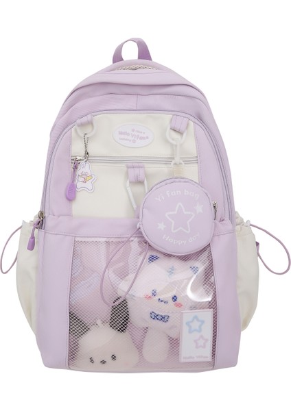 Zıt Renklere Sahip Sevimli Sırt Çantası, Ortaokul ve Lise Öğrencileri Için Kore Tarzı Okul Çantası, Güzel Görünümlü ve Geniş Kapasiteli Sırt Çantası (Yurt Dışından)