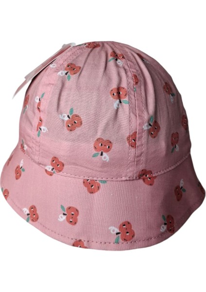 Kitti 4-8 Yaş Kız Çocuk Pembe Renk Desenli Yazlık Maksi Şapka