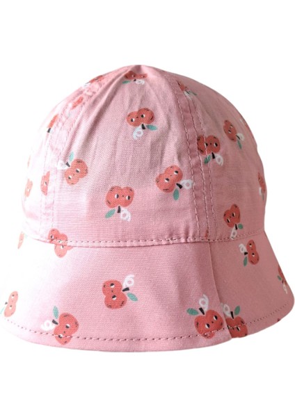 Kitti 4-8 Yaş Kız Çocuk Pembe Renk Desenli Yazlık Maksi Şapka