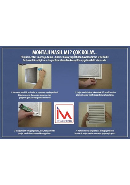 45X56 Alüminyum Menfez Yüzeysel Hareketli Beyaz