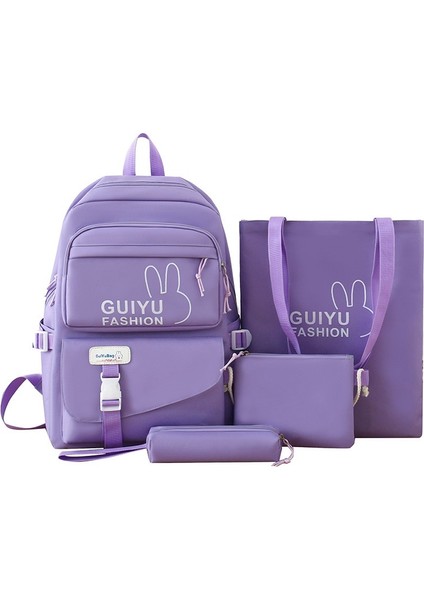 2024 Yeni Büyük Kapasiteli Sırt Çantası, Ortaokul Öğrencisi Okula Dönüş Okul Çantası, Dört Parçalı Set, Gündelik Üniversite Tarzı Sırt Çantası (Yurt Dışından)