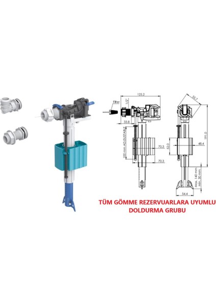 Fillexor Gömme Rezervuar Doldurma Grubu Set (Tüm Gömme Rezervuarlara Uyumludur)