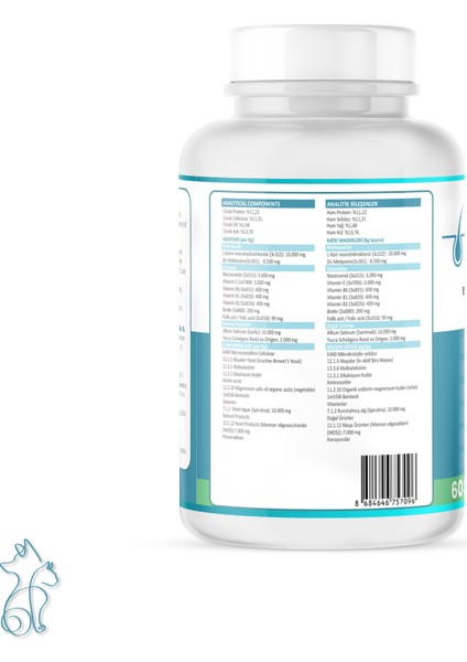 Skin&coat, Deri ve Tüy Sağlığı Takviye, Bira Mayası, Sarımsak, Mos, Spirulina, 60 Tablet