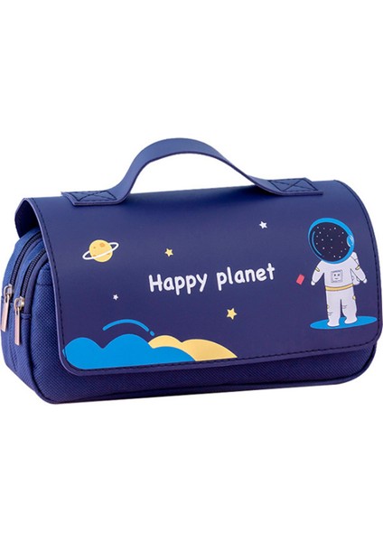 Nokta Karikatür Mutlu Gezegen Çevirme Büyük Kapasiteli Kalem Çantası Taşınabilir Kırtasiye Çantası Ilkokul Öğrencisi Çok Fermuarlı Kalem Çantası (Yurt Dışından)