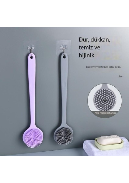 Silikon Uzun Saplı Masaj Banyo Fırçası Taşınabilir Banyo Fırçası Çift Taraflı Banyo Fırçası Çok Fonksiyonlu Banyo Fırçası Geri (Yurt Dışından) fiyatları