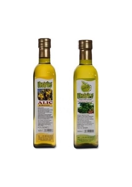 1 Şişe Doğal Katkısız Alıç Sirkesi + 1 Şişe Ekşi Elma Sirkesi - 500 ml