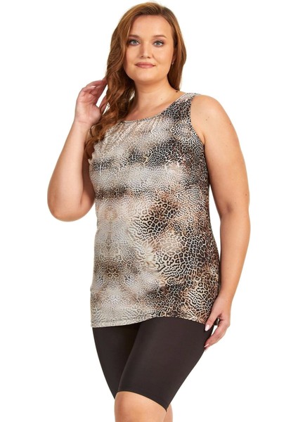 0755-9011 Leopar Kısa Kollu Tankini