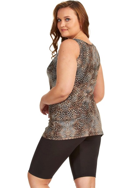 0755-9011 Leopar Kısa Kollu Tankini