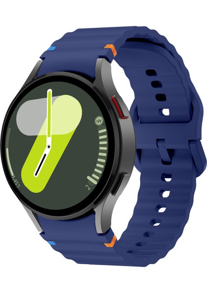 Samsung Galaxy Watch 7 40MM-44MM Ile Uyumlu Metal Tokalı Dalgalı Spor Silikon Kordon