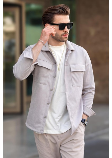 Gri Cep Detaylı Gömlek Ceket 6748 modelleri