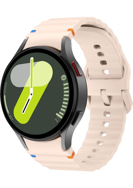 Samsung Galaxy Watch 7 40MM-44MM Ile Uyumlu Metal Tokalı Dalgalı Spor Silikon Kordon