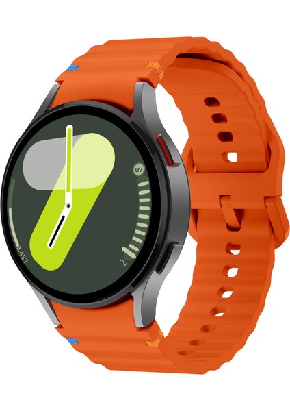 Samsung Galaxy Watch 7 40MM-44MM Ile Uyumlu Metal Tokalı Dalgalı Spor Silikon Kordon
