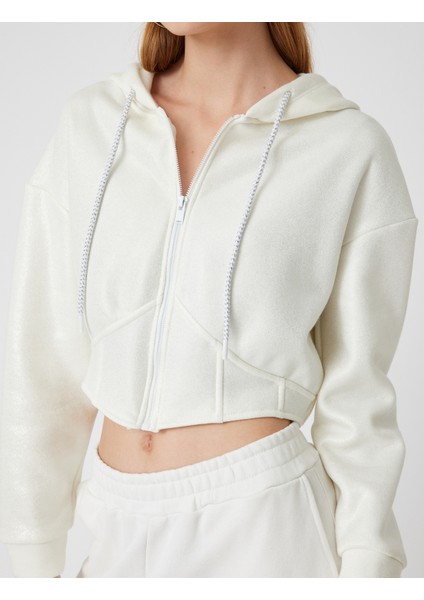 Crop Sweatshirt Kapüşonlu Fermuarlı Korse Görünümlü indirimleri
