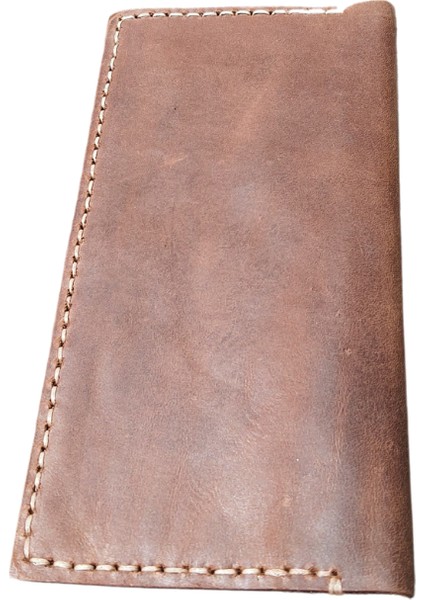 Hestia Model El Yapımı Unisex Vintage %100 El Dikişi Hakiki Kahve Rengi Crazy Deri Cüzdan Kartlık modelleri