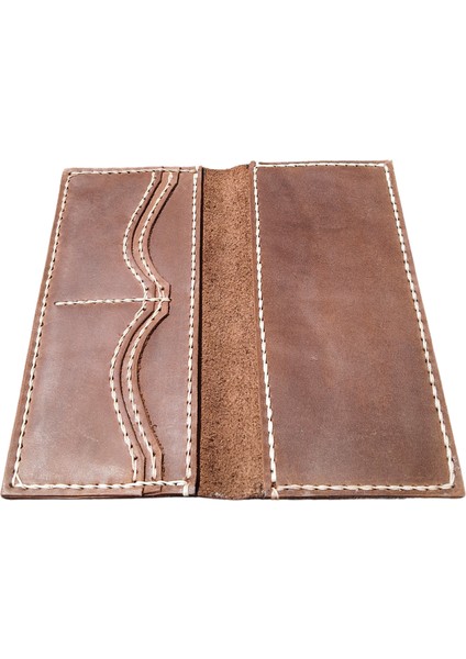 Hestia Model El Yapımı Unisex Vintage %100 El Dikişi Hakiki Kahve Rengi Crazy Deri Cüzdan Kartlık fırsatları
