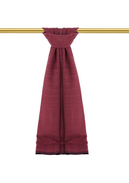 Mürdüm Monogram Desen Ipek Pamuk Şal