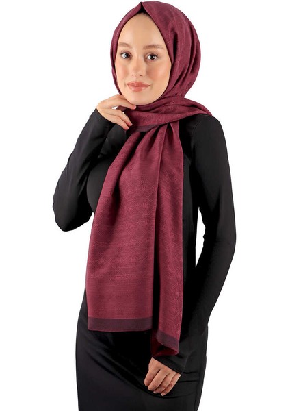 Mürdüm Monogram Desen Ipek Pamuk Şal fiyatları