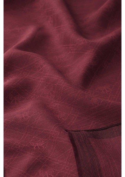 Mürdüm Monogram Desen Ipek Pamuk Şal fırsatları