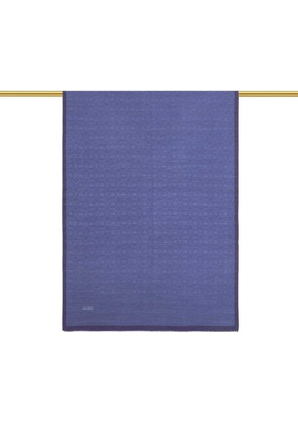 Indigo Monogram Desen Ipek Pamuk Şal