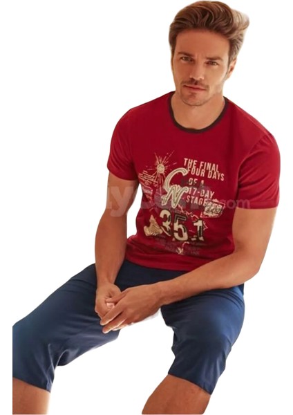 Erkek Kısa Kol Kaprili Pijama Takımı Feyza F.coll 3214