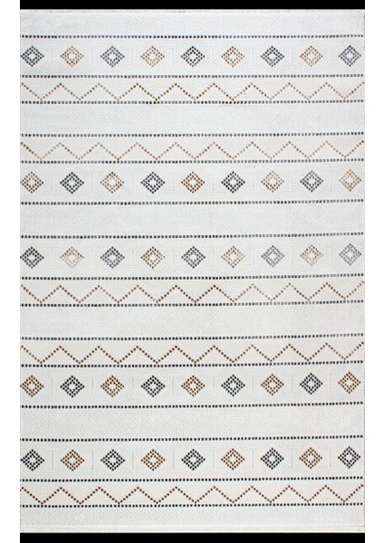 Cozy 03053H Gri Kemik Bohem Tarzı Halı