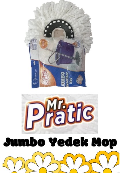 Mr.pratic 4 Adet 360 Döner Başlıklı Yedek Jumbo Mop