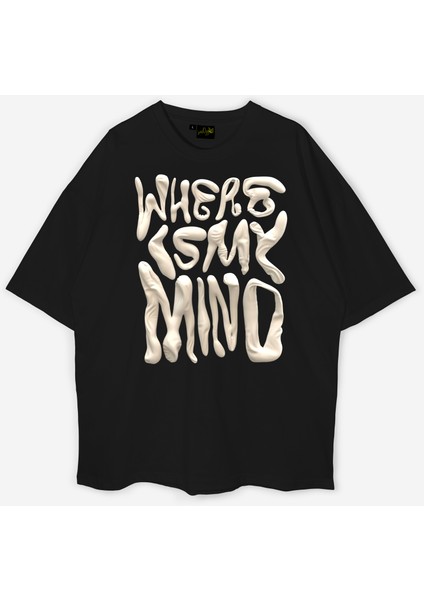 Oversize Unisex Pamuklu Where Is My Mind Baskılı T-Shirt