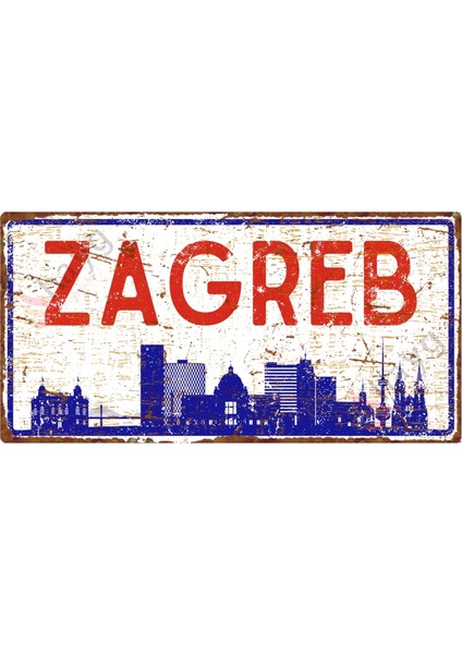 Hayg Equipment Zagreb Silüetli Dekoratif Alüminyum Tabela - Zagreb Manzaralı Metal Duvar Dekoru - 10CM x 20CM