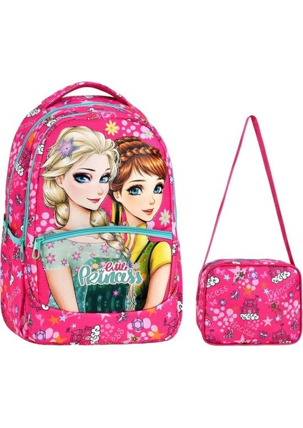 Ilkokul Frozen Desenli Kız Çocuk Ilkokul Çantası + Beslenme Çantası fırsatları