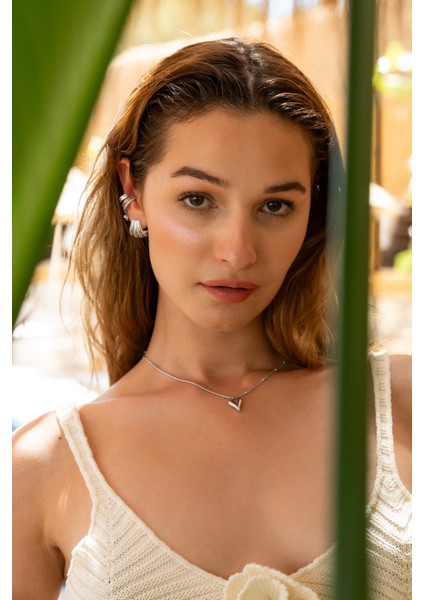 Çelik Silver Minimal Kalp Kolye modelleri