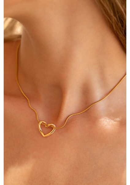 Çelik Gold Kalp Kolye modelleri