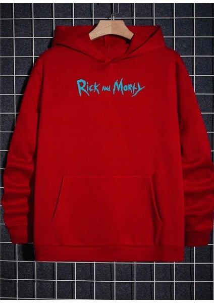 Büyük Beden Özel Tasarım Kapüşonlu Rick And Morty Baskılı Oversize Erkek Battal Sweatshırt