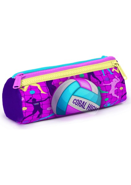 Coral High Kids Pembe Mor Voleybol Desenli 3’lü Okul Çanta Seti 23761-MİX3