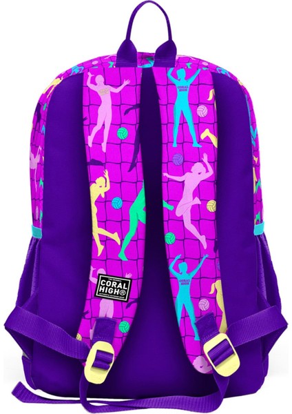 Coral High Kids Pembe Mor Voleybol Desenli 3’lü Okul Çanta Seti 23761-MİX3