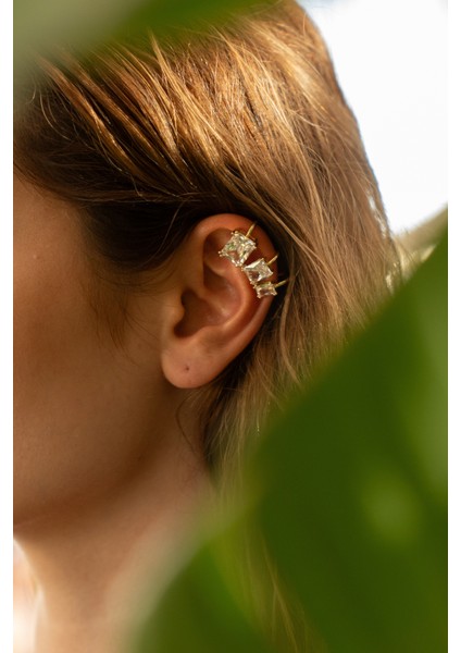 VIP Çelik Gold Baget Taşlı Earcuff