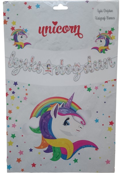 Unicorn Iyi Ki Doğdun Kaligrafi Banner