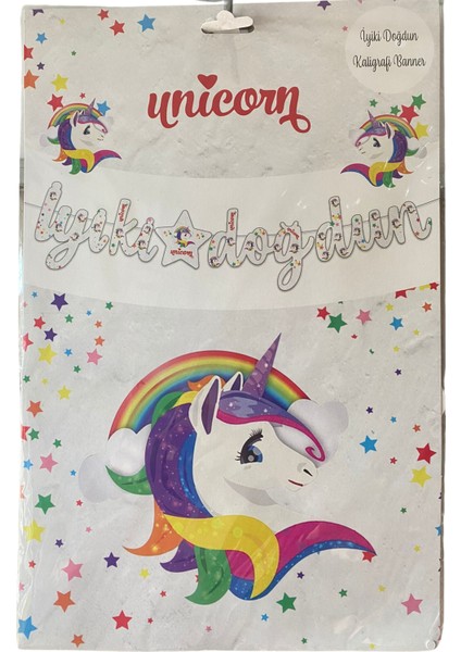 Unicorn Iyi Ki Doğdun Kaligrafi Banner