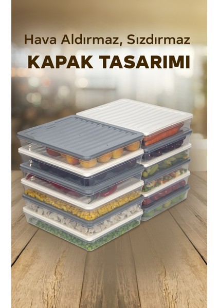 12'li Renkli Buzdolabı Düzenleyici Buzluk ve Mikrodalga Saklama Kabı 12X2400 ml